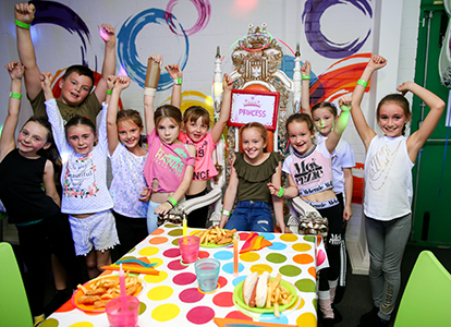 A group of kids celebrating a birthday party